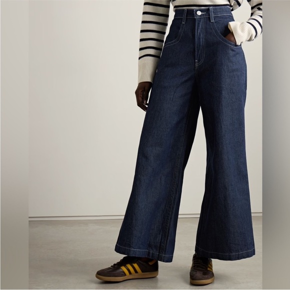 Frame Denim Denim - Frame Denim Dark Blue Wide-Leg  Skater Jeans
